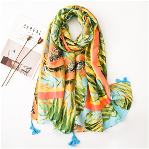 Wholesale papaya pattern tassel cotton scarf