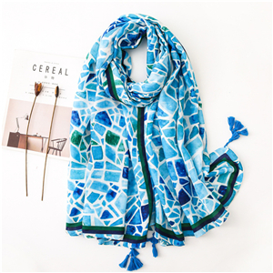Wholesale marble head print sunscreen tassel decorative scarf