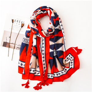 Geometric diamond pattern fringed sunscreen cheap scarf
