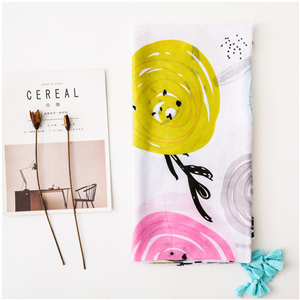 Wholesale cartoon balloon pattern fringed sunscreen cotton scarf