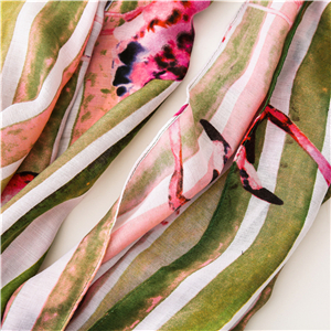 Wholesale color striped flamingo pattern tassel cotton scarf