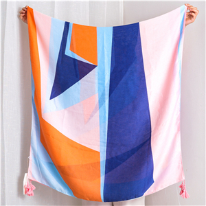 Wholesale geometric mosaic pattern tassel cotton scarf