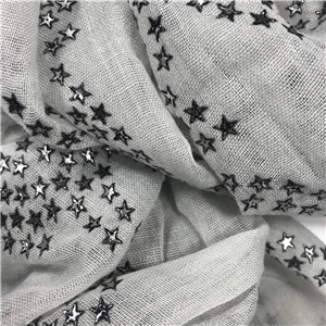 Wholesale hot diamond pentagram chain pattern cotton sunscreen scarf
