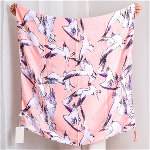 Wholesale foundation white dove print tassel cotton scarf