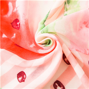 Wholesale watermelon pink cotton print tassel cotton scarf