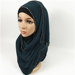 Wholesale solid color four-sided chain chiffon decorative scarf