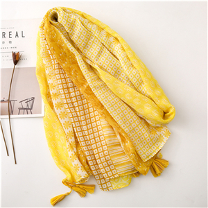 Wholesale yellow floral cotton sunscreen scarf