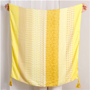 Wholesale yellow floral cotton sunscreen scarf