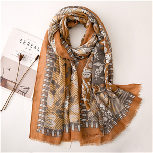 Camel print tassel cotton cheap scarf