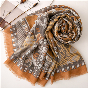 Camel print tassel cotton cheap scarf
