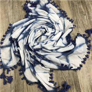 Wholesale cotton printed tassel scarf