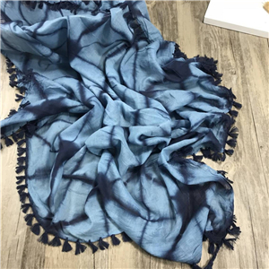 Wholesale cotton printed tassel scarf