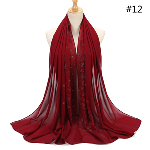 Wholesale hot drilling small leaves chiffon scarf