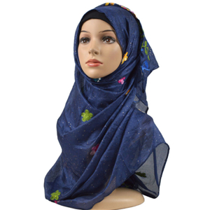Wholesale hot drilling embroidered muslim scarf