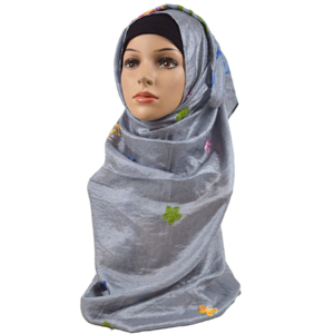 Wholesale hot drilling embroidered muslim scarf