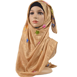 Wholesale hot drilling embroidered muslim scarf