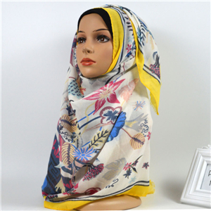Wholesale printed edging muslim scarf