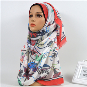 Wholesale printed edging muslim scarf