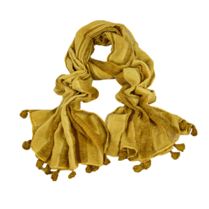 Wholesale cotton striped tassel scarf