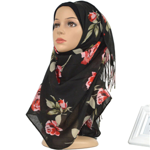 Wholesale printed tassel muslim scarf