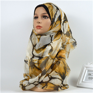Wholesale gold silk printed cotton muslim scarf