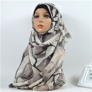 Wholesale gold silk printed cotton muslim scarf