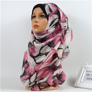 Wholesale gold silk printed cotton muslim scarf