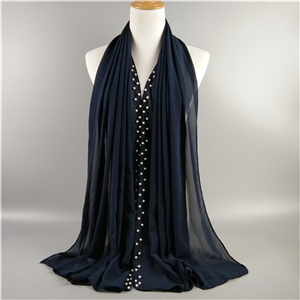 Wholesale white pearl chiffon muslim scarf