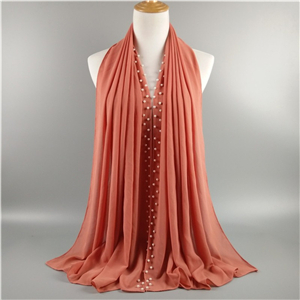 Wholesale white pearl chiffon muslim scarf