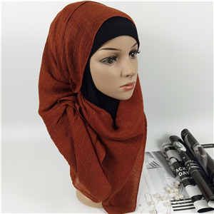 Pure color fine lines crease muslim cotton cheap scarf