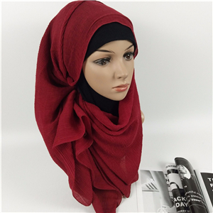 Pure color fine lines crease muslim cotton cheap scarf