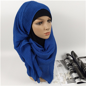 Pure color fine lines crease muslim cotton cheap scarf