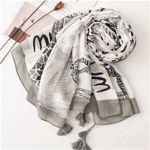 Zebra pattern print front decorative cheap scarf