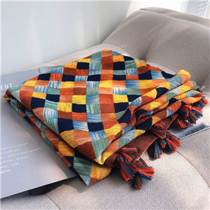 Wholesale plaid pattern decorated cotton scarf