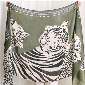 Wholesale animal pattern leopard cotton decorative scarf