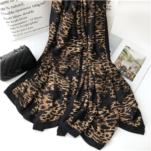 Wholesale leopard pattern black edging cotton scarf
