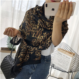 Wholesale leopard pattern black edging cotton scarf