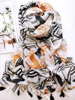 Long cotton print scarf wholesale