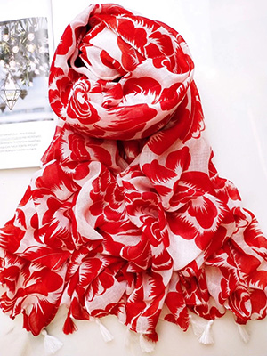 Long fringed embroidery scarf wholesale