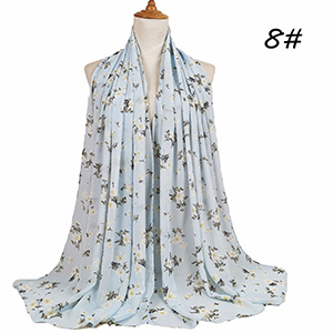 Flower embellished pearl chiffon scarf