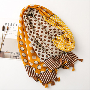 Circle stitching cotton linen scarf wholesale