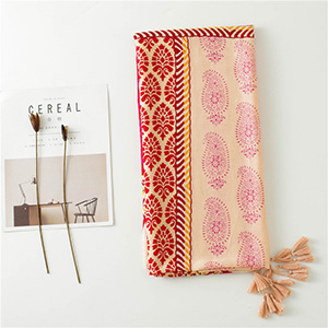 Rose red cotton warm print scarf