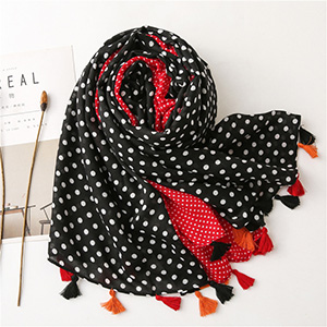 Color dot cotton linen scarf wholesale