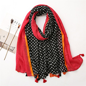 Color dot cotton linen scarf wholesale