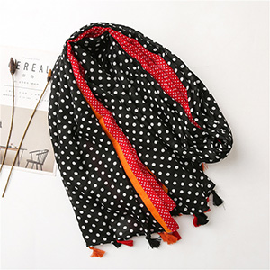 Color dot cotton linen scarf wholesale