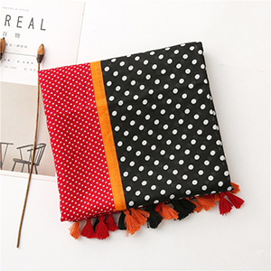 Color dot cotton linen scarf wholesale