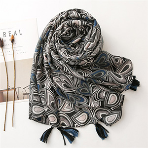 Wholesale cotton linen black long scarf