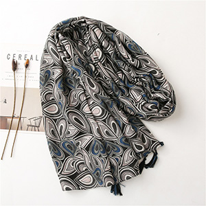 Wholesale cotton linen black long scarf