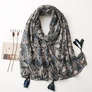 Wholesale cotton linen black long scarf