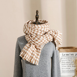 Check striped cashmere padded scarf